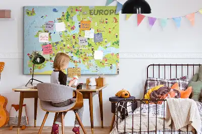 Korková nástenka Mapa sveta s vlajkami