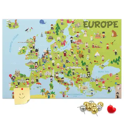 Korková nástenka Mapa sveta s vlajkami
