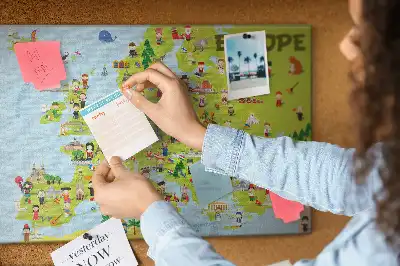 Korková nástenka Mapa sveta s vlajkami