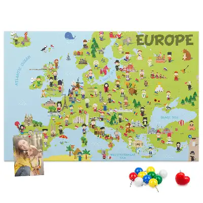 Korková nástenka Mapa sveta s vlajkami