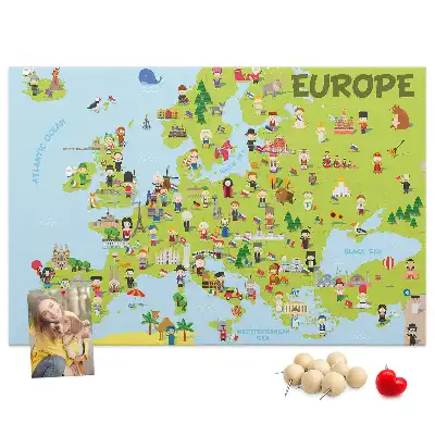 Korková nástenka Mapa sveta s vlajkami