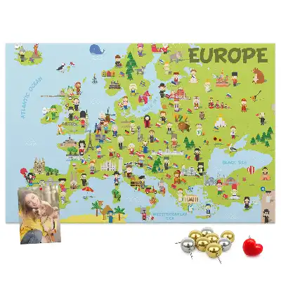 Korková nástenka Mapa sveta s vlajkami