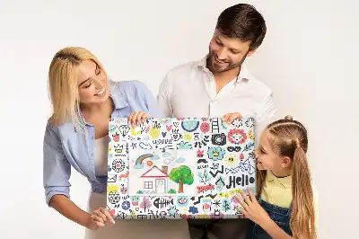 Korková nástenka s motívom načrtnutých kontúr postáv