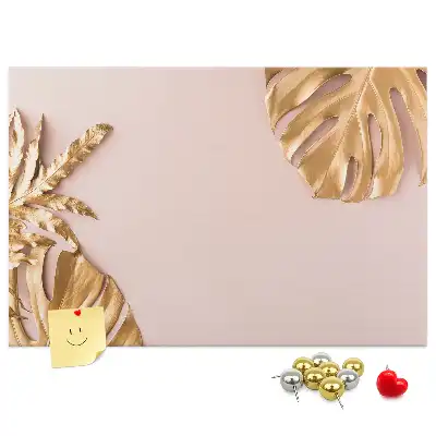 Korková nástenka so vzorom zlatých tropických listov