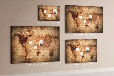 Korková nástenka so štylizovanou antickou mapou sveta
