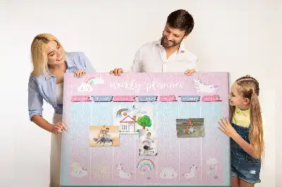 Týždenný plánovač na stenu do detskej izby Jednorožce