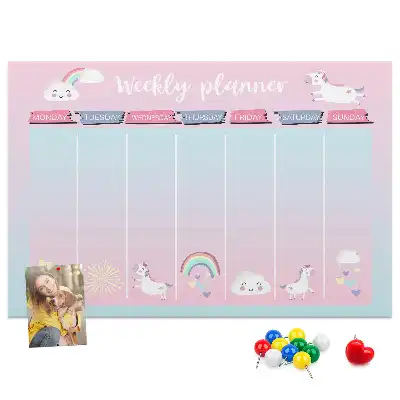 Týždenný plánovač na stenu do detskej izby Jednorožce