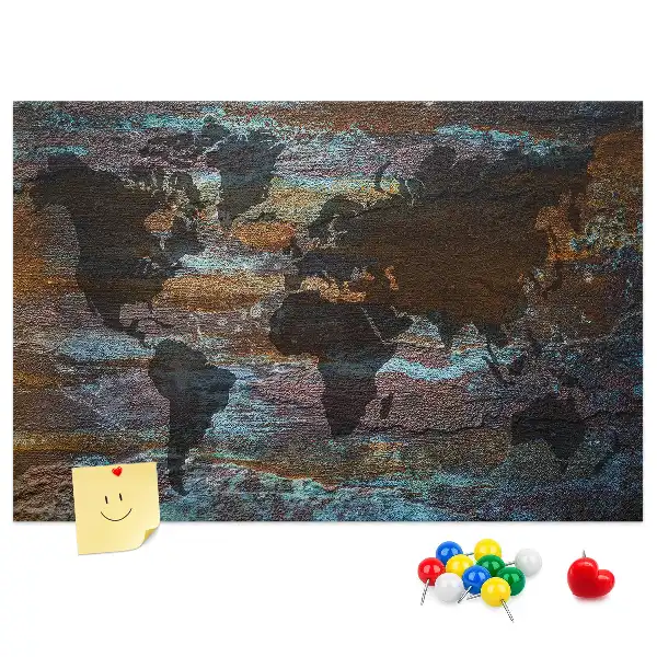Korková nástenka Mapa sveta hrdzavá