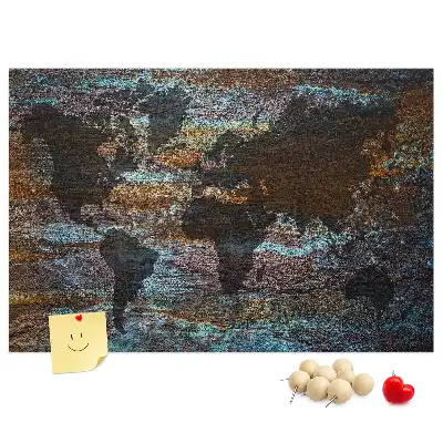 Korková nástenka Mapa sveta hrdzavá