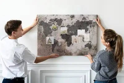 Nástenka do detskej izby s motívom mapy v dizajne architektonického betónu