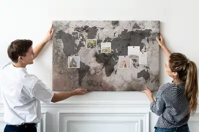 Nástenka do detskej izby s motívom mapy v dizajne architektonického betónu