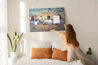 Korková nástenka Západ slnka na pláži