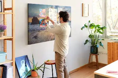 Korková nástenka Západ slnka na pláži