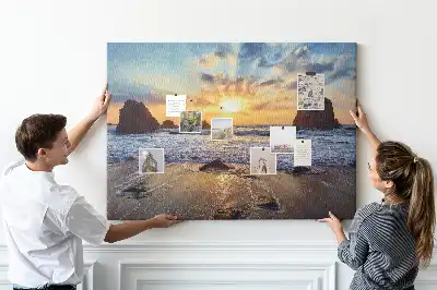 Korková nástenka Západ slnka na pláži
