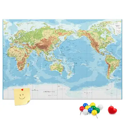 Korková nástenka Fyzická mapa sveta