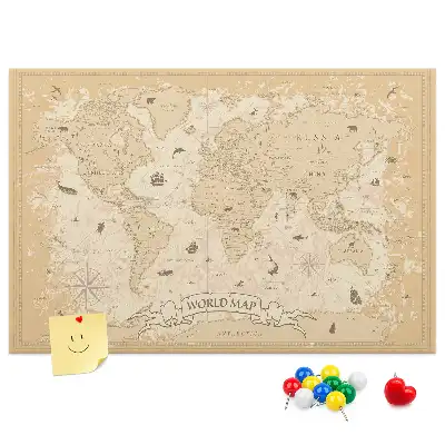 Korková nástenka Klasická retro mapa glóbusu
