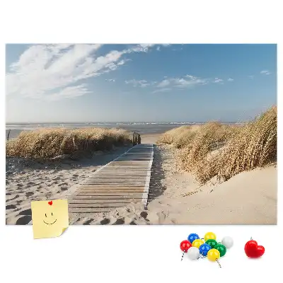 Korková nástenka s motívom výhľadu na pláž