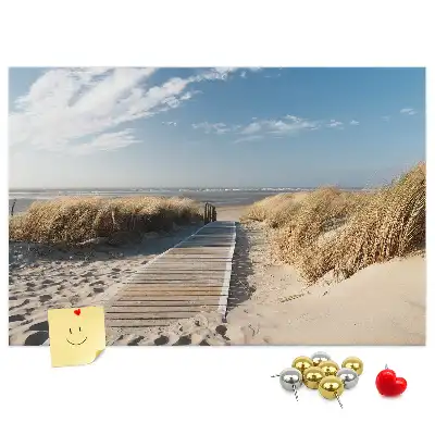 Korková nástenka s motívom výhľadu na pláž