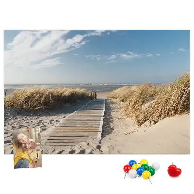 Korková nástenka s motívom výhľadu na pláž