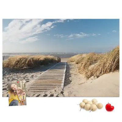 Korková nástenka s motívom výhľadu na pláž