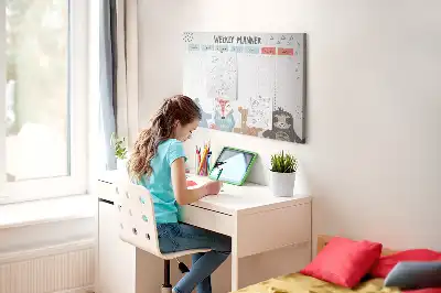 Korková nástenka s týždenným harmonogramom