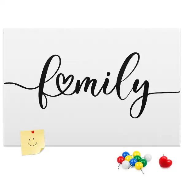 Korková nástenka s nápisom Family