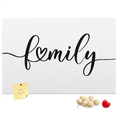 Korková nástenka s nápisom Family
