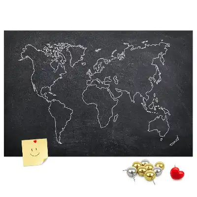 Korková nástenka s motívom obrysu mapy sveta