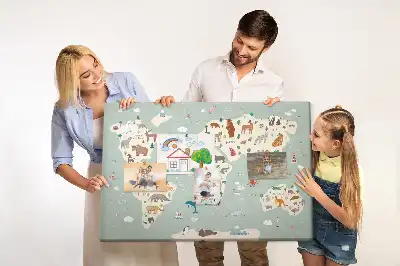 Korková nástenka Zvieracia mapa sveta