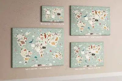 Korková nástenka Zvieracia mapa sveta