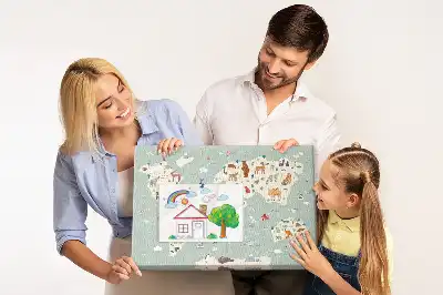 Korková nástenka Zvieracia mapa sveta