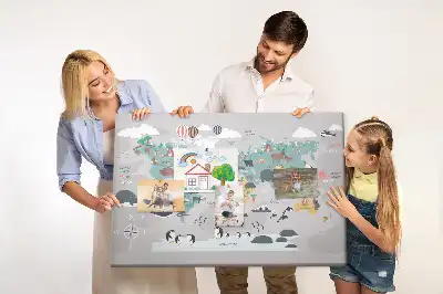 Korková nástenka s motívom kreslenej mapy