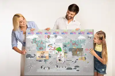 Korková nástenka s motívom kreslenej mapy