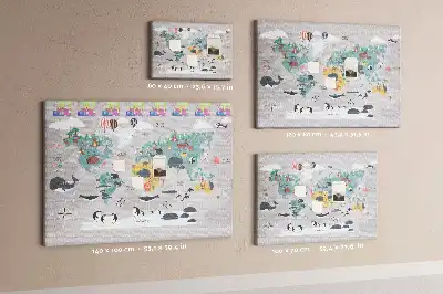 Korková nástenka s motívom kreslenej mapy