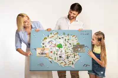 Korková nástenka s mapou zvierat Poľska