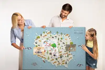 Korková nástenka s mapou zvierat Poľska