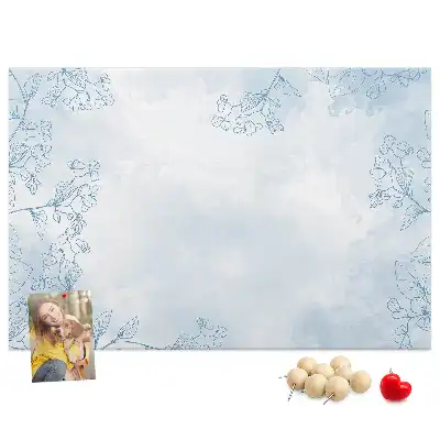 Korková nástenka s motívom náčrtu rastlín