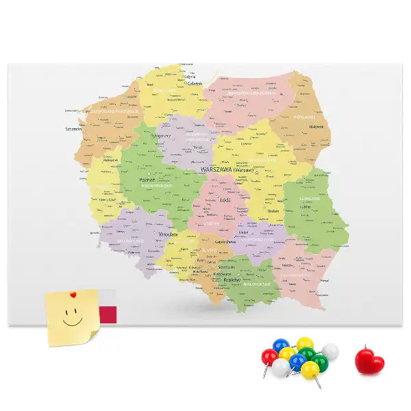 Korková nástenka s mapou Poľska