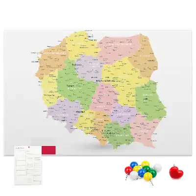 Korková nástenka s mapou Poľska