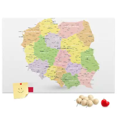 Korková nástenka s mapou Poľska