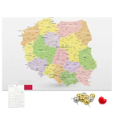 Korková nástenka s mapou Poľska
