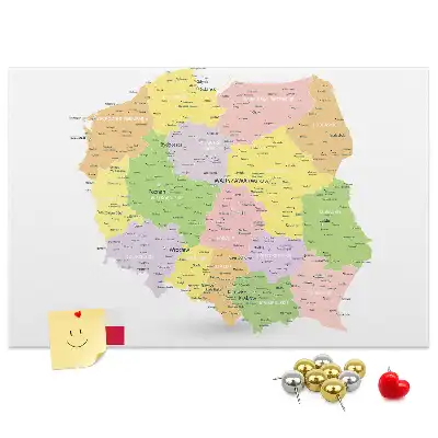 Korková nástenka s mapou Poľska