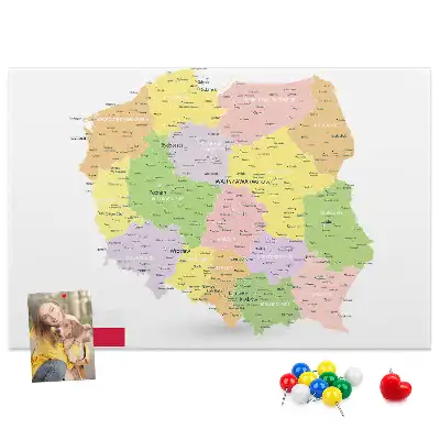 Korková nástenka s mapou Poľska