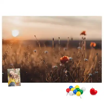 Nástenka do detskej izby s motívom východu slnka na poli