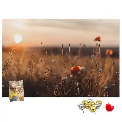 Nástenka do detskej izby s motívom východu slnka na poli