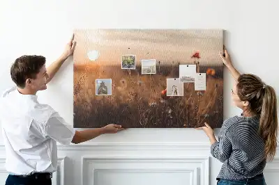 Nástenka do detskej izby s motívom východu slnka na poli