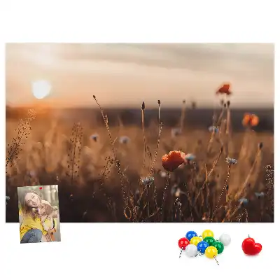 Nástenka do detskej izby s motívom východu slnka na poli