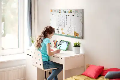 Korková nástenka týždenný plánovač so zvieracím motívom