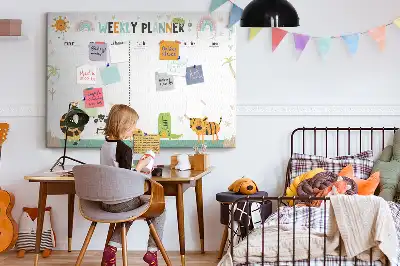 Korková nástenka týždenný plánovač so zvieracím motívom