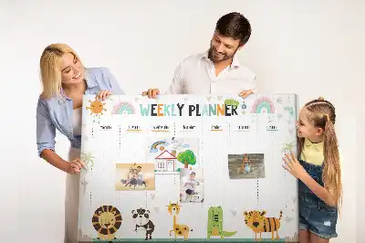 Korková nástenka týždenný plánovač so zvieracím motívom